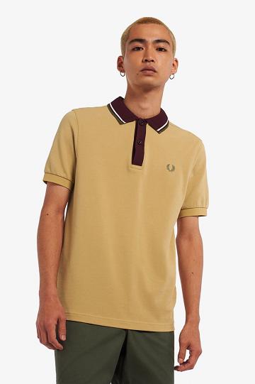 Grey Fred Perry Knitted Collar Polo Men's Shirts | PH 1503XYUF